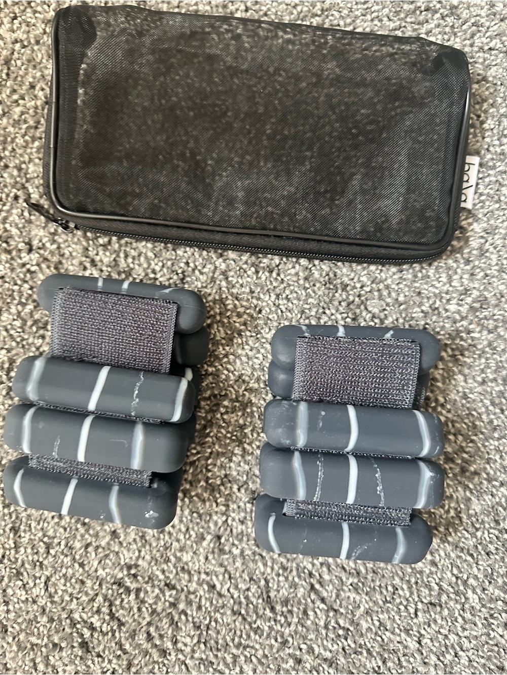 Bala Gray Adjustable Wrist/Ankle Weights - Set with Carry Case 2lb weights